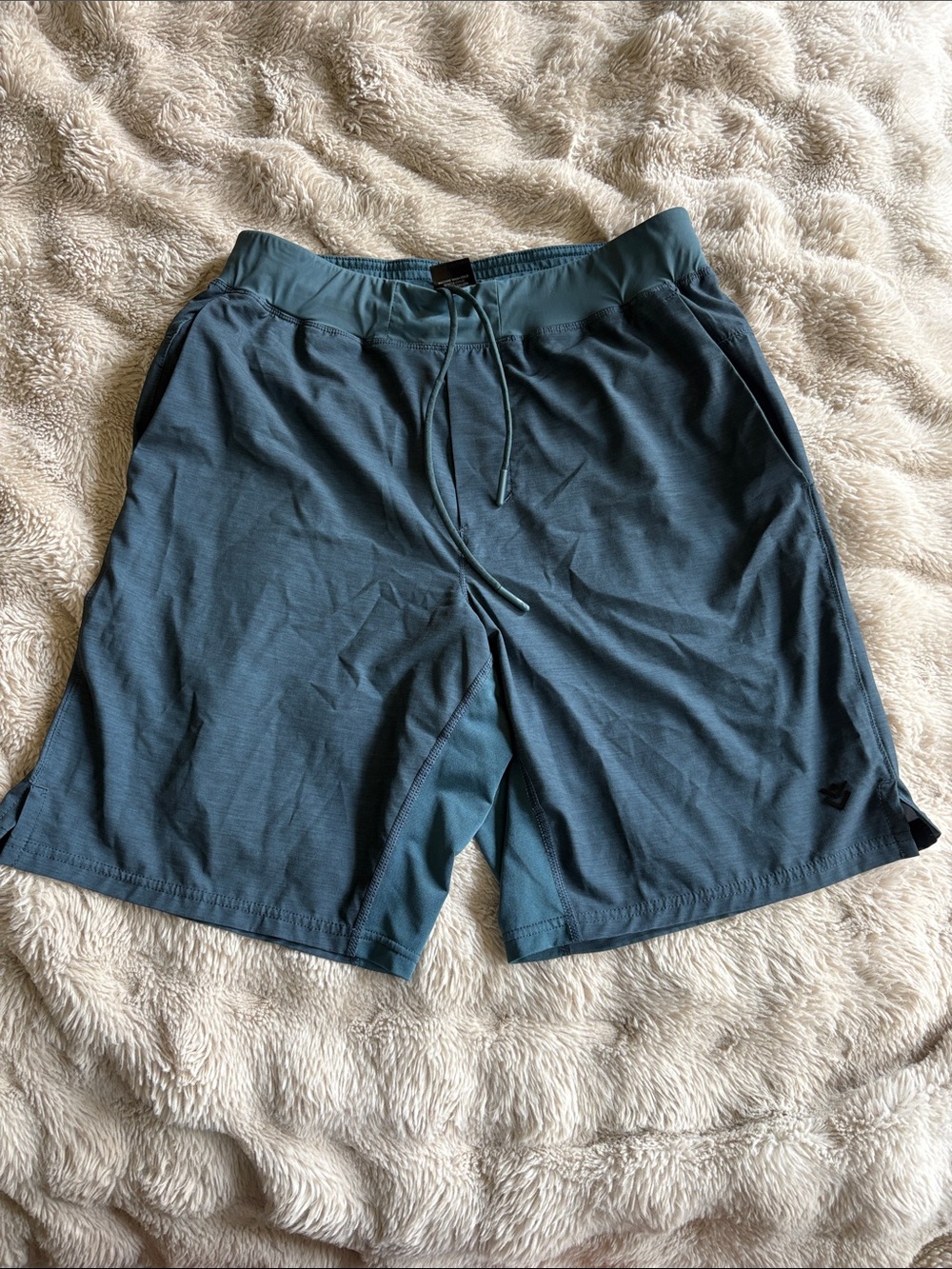 Men’s Veece Athletic Drawstring Shorts in Slate Blue/teal